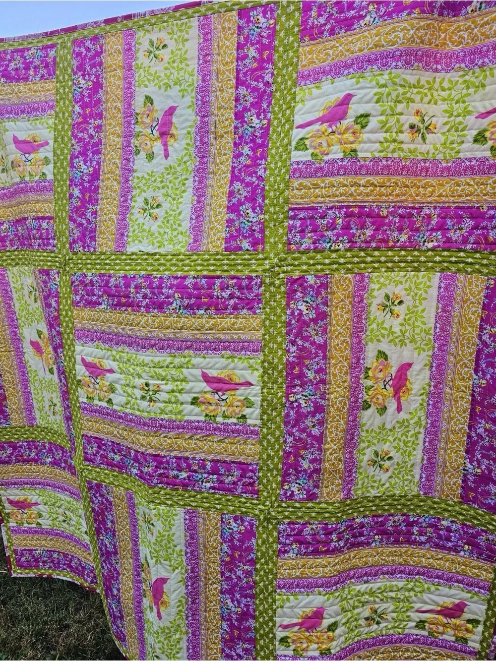 Handmade Patchwork Quilt Jennifer Paganelli & Heather Bailey Fabrics Heirloom